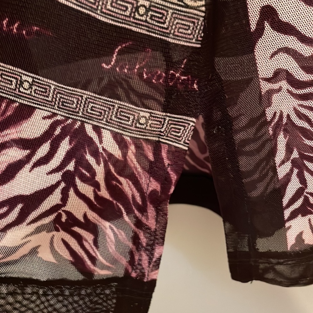 Salvatore Ferragamo Logo Zebra Print Mesh Button Down Shirt size M - Picture 9 of 10